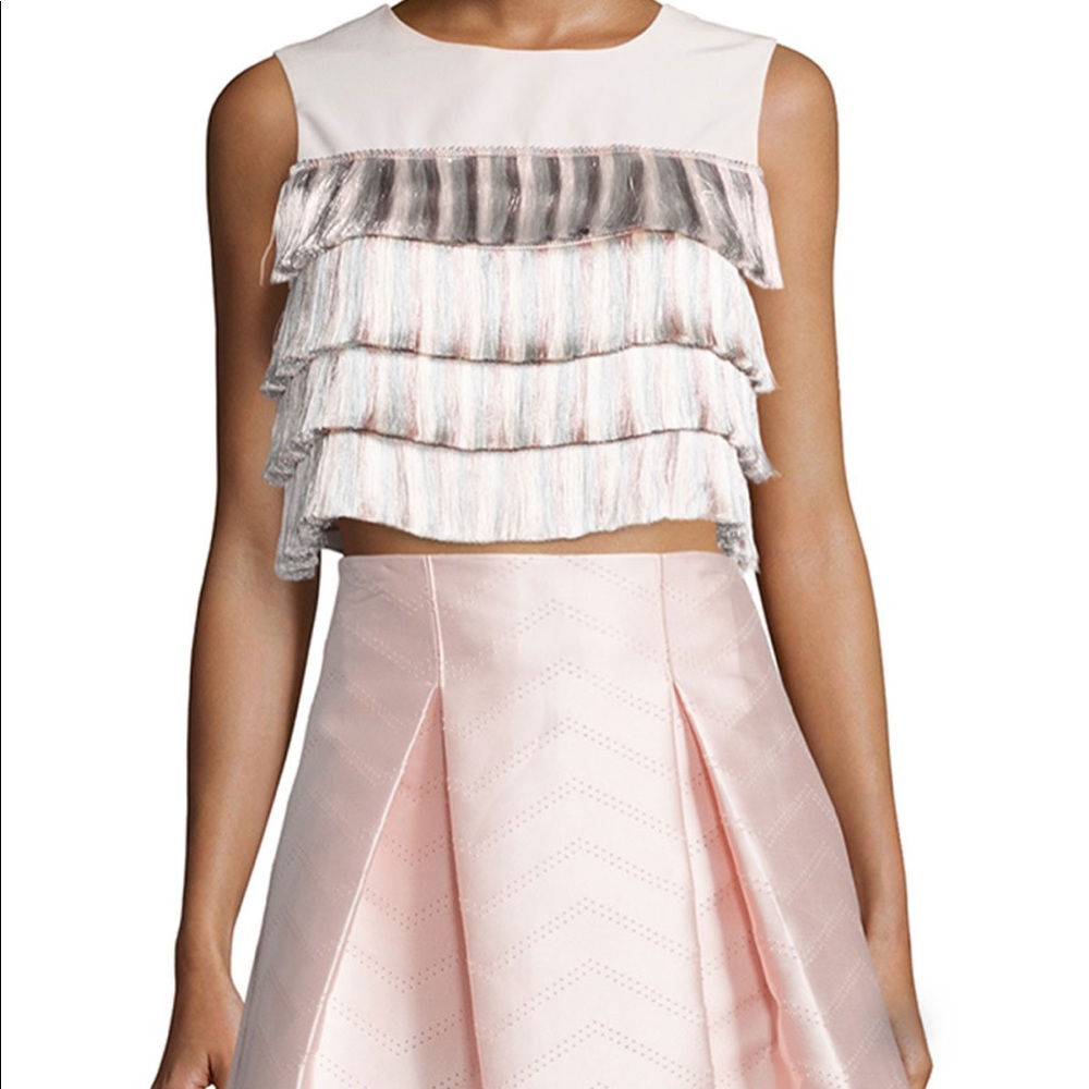 Alexis Pink pastel fringe sleeveless crop top size M NWD $319
